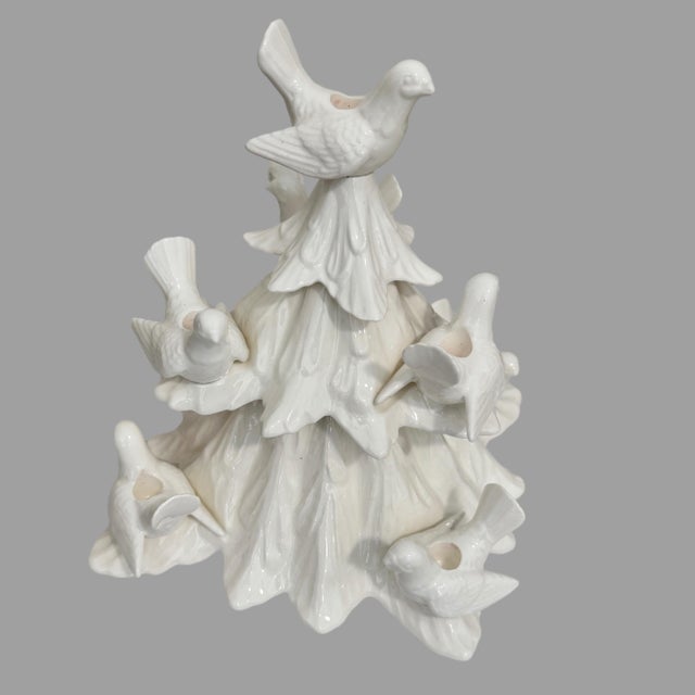 Fitz and Floyd Vintage Fitz & Floyd White Dove Christmas Tree Candelabra For Sale - Image 4 of 11