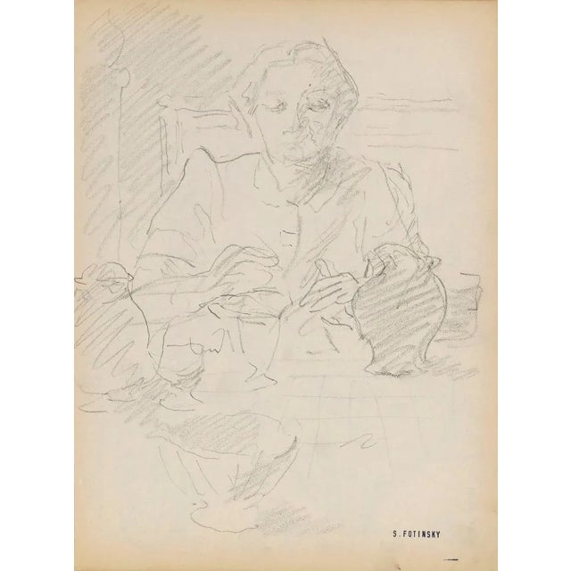 Portrait is an original sketch pencil drawing realized by Serge Fontinsky (1887-1971) in the half of the 20th Century....