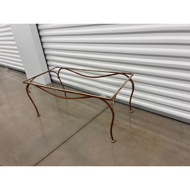 Mid Century Styled After Salterini Outdoor Metal Coffee Table With Textured Glass Top For Sale - Image 10 of 10