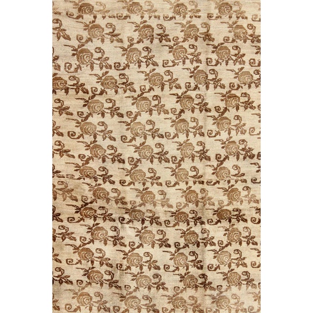 Antique Turkish Konya Rug With All-Over Floral Pattern in Taupe and Brown For Sale - Image 4 of 10