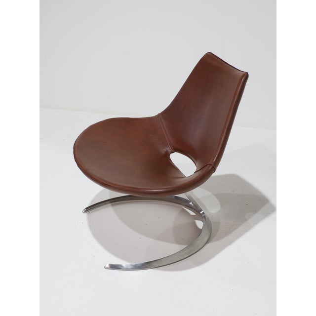 IS63 Scimitar Chair in Cognac Leather by Fabricius and Kastholm for Ivan Schlechter, 1960s For Sale - Image 4 of 16