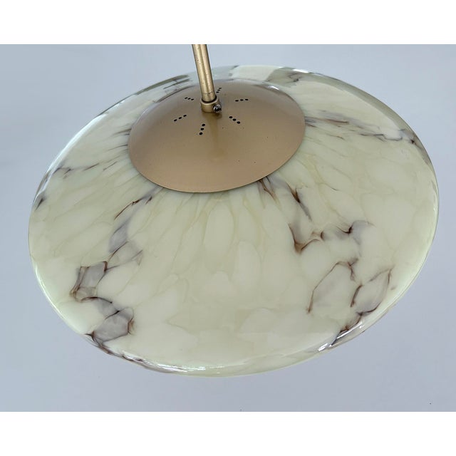 Art Deco Pendant Light in Ivory Marble Glass, 1930s For Sale - Image 14 of 18