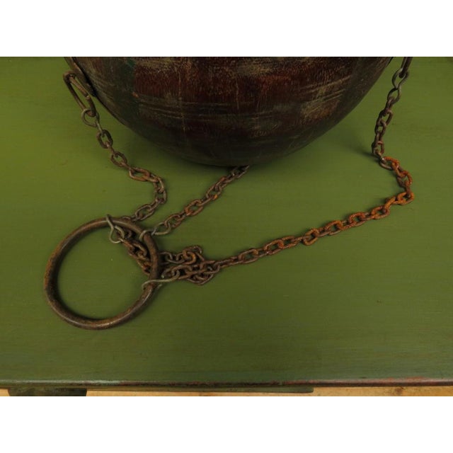 Antique Wooden Indian Water or Milk Pot with Chains For Sale - Image 10 of 12