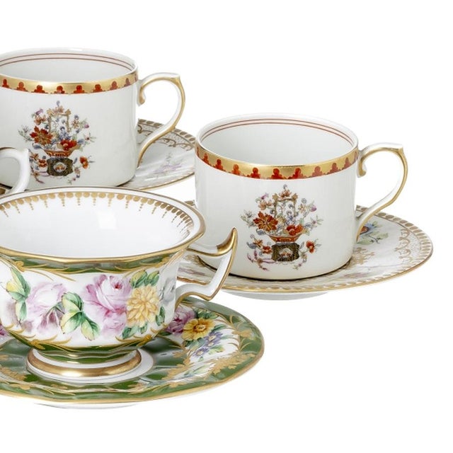 Porcelain Tea Cups and Saucers from Vista Alegre, Set of 10 For Sale - Image 4 of 8