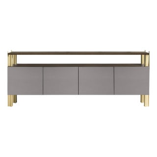 Flexor Gray Polished-Lacquered Wood and Aluminum Dining Sideboard by Robert Stadler For Sale
