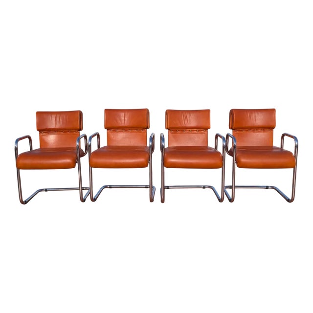 Vintage Tucroma Leather Chairs by Guido Faleschini, 1970s, Set of 4 For Sale