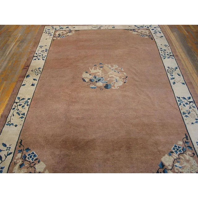 Early 20th Century Chinese Peking Carpet ( 6' x 8'8" - 183 x 265 ) Antique Peking Hallway Runner Wool Coral Rug, Circa...