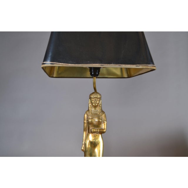 Egyptian Revival Gilt Female Table Lamp, 1970s For Sale - Image 4 of 9