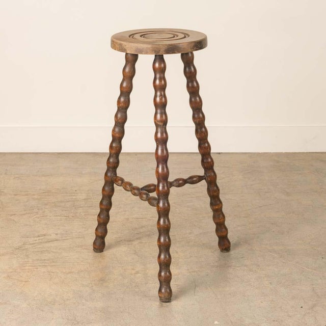 1990s Tall French Wood Tripod Stool For Sale - Image 4 of 9