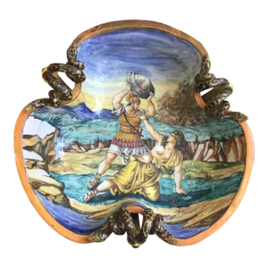 1980s End of Century Italian Urbino Style Maiolica Centerpiece Bowl