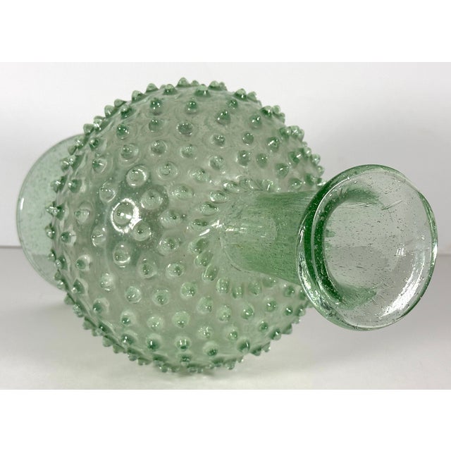 20th Century MCM Italian Empoli Green Knobbly Pedestal Vase With Uv Glow For Sale - Image 9 of 16