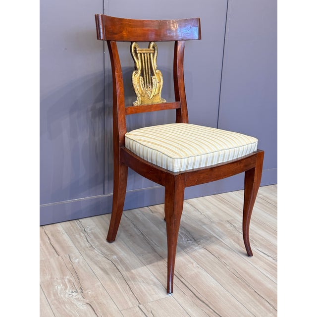 Early 19th Century Set of Ten Italian Neoclassical Parcel Gilt Walnut Dining Chairs For Sale - Image 5 of 14