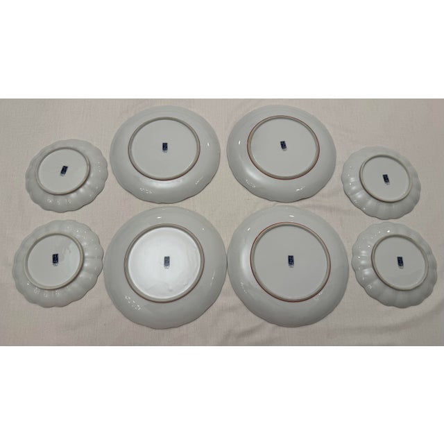 Vintage Japanese Imari Arita Peacock Scalloped Porcelain Dinner & Salad Plates - 8 Pieces For Sale In Houston - Image 6 of 12