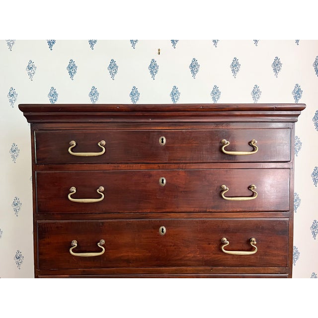 Neoclassical Antique Early 1800s New England Neoclassical Cherry Chest of Drawers, Former Top of a Chest on Chest. For Sale - Image 3 of 14