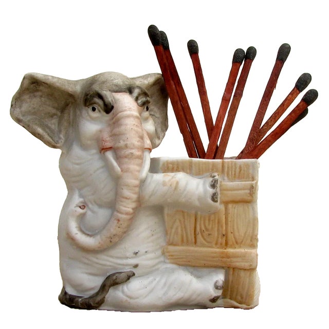 Mid 20th Century Vintage Elephant Bisque Match Striker / Pyrogene For Sale - Image 5 of 5