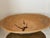 Large 20” handmade oval dough bowl with carved handles and a split in the middle , probably for water drain.
