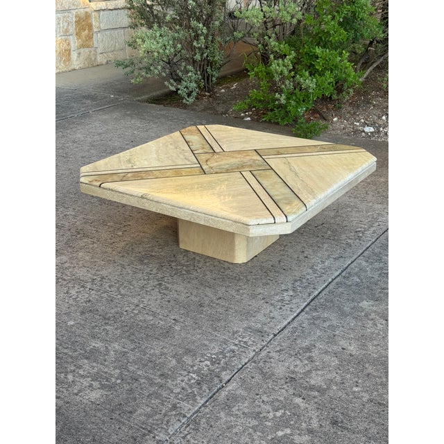 Vintage Maurice Villency Style Postmodern Marble, Onyx, & Travertine Coffee Table, C. 1970s-80s For Sale - Image 10 of 13