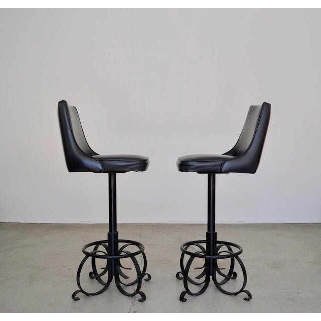 Mid-Century Modern 1960's Mid-Century Hollywood Regency Bar Stools - a Pair For Sale - Image 3 of 13