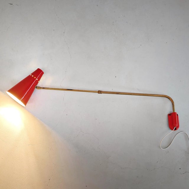 Mid-Century Modern Wall Lamp in Brass, 1960s For Sale - Image 3 of 12