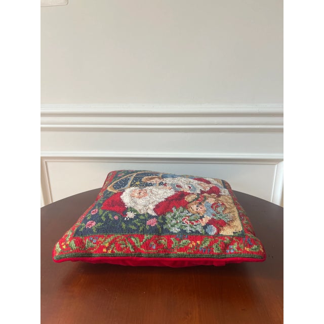 1990s 1990s Holiday Needlepoint Pillow For Sale - Image 5 of 8
