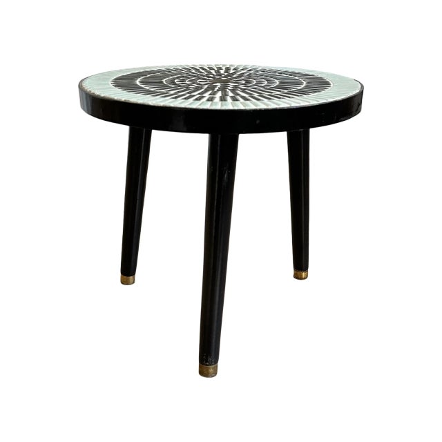 Blue Round Tile Mosaic Side Table, 1970s For Sale - Image 8 of 8