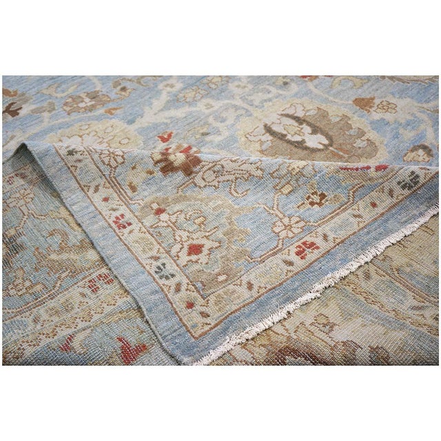 Persian Sultanabad Wool 9x12 Blue, Ivory & Tan Handmade Area Rug #1142964 For Sale - Image 10 of 10