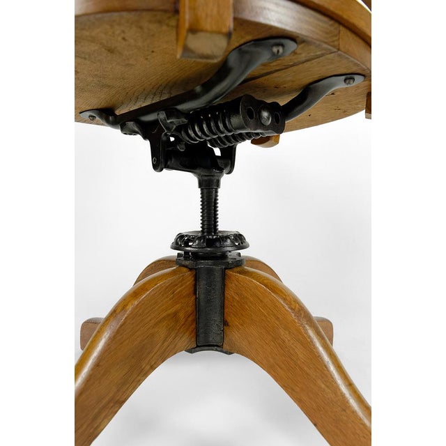 American Swivel Office Armchair in Oak with Leather Seat, 1900s For Sale - Image 16 of 18