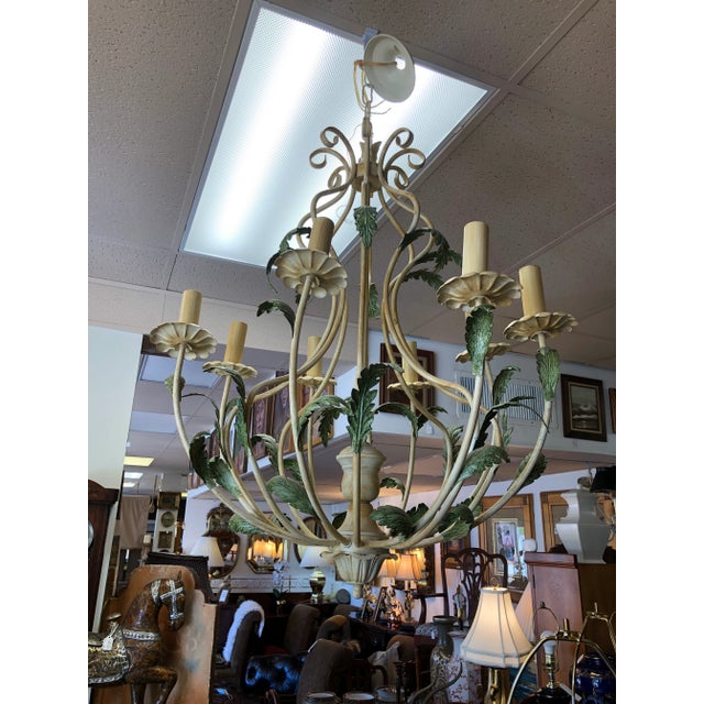 Large Vintage 1940s Italian Wrought Iron Chandelier For Sale - Image 4 of 9