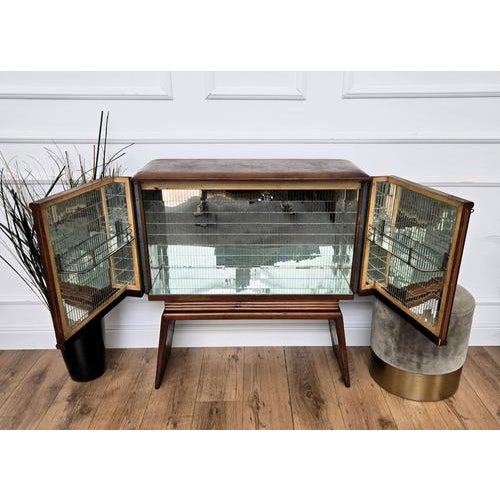 Vintage Italian Art Deco Bar Cabinet in Walnut, 1950s For Sale - Image 10 of 12