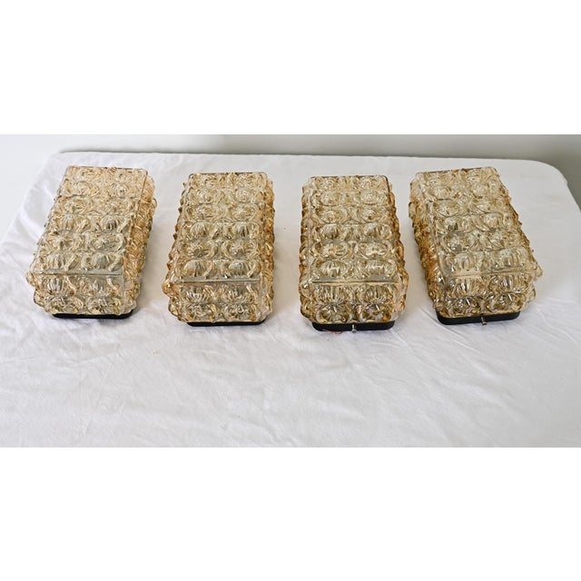 Metal Late 20th Century German Vintage Glass Wall Sconces - Set of Four For Sale - Image 7 of 9