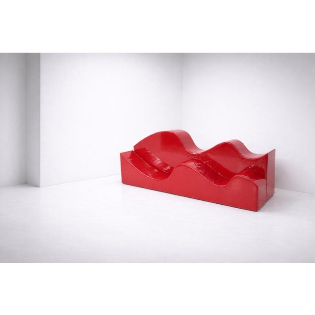 Space Age Red Vinyl Sofa Superonda from Archizoom, 1979 For Sale - Image 3 of 8