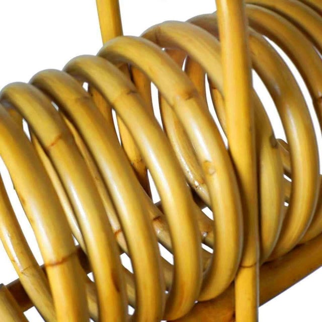 Restored Vintage Rattan Magazine Holder With Carrying Handle For Sale - Image 4 of 4