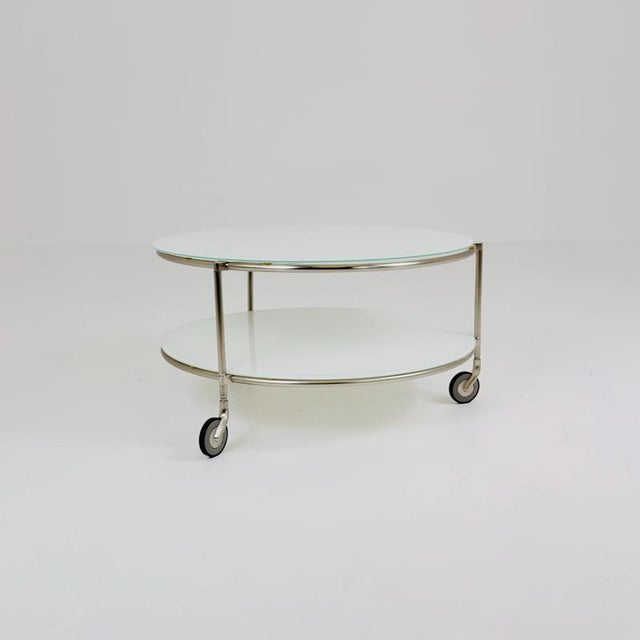Mid-Century Strind Coffee Table in White Glass and Nickel-Plated Steel by Ehlén Johansson for Ikea, Sweden, 1990s For Sale - Image 10 of 13