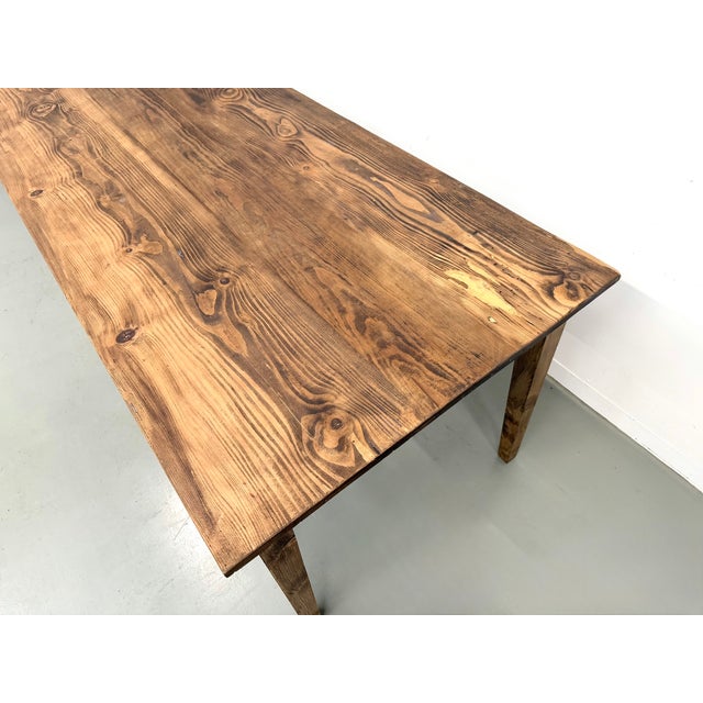 Large Pine Farmhouse Table with Spindle Legs, 1950s For Sale - Image 18 of 18