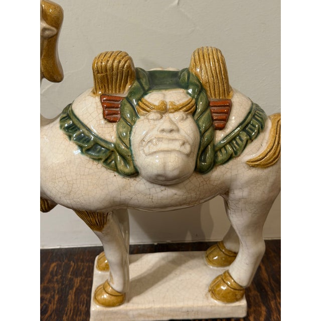 Large Vintage Chinese Tang-Style Crackle Glaze Ceramic Camel Sculpture For Sale - Image 12 of 18