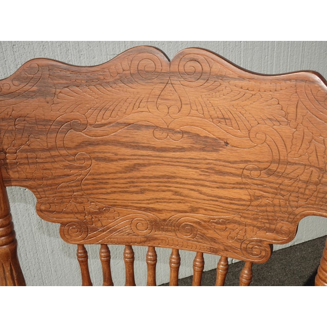 Wood Set of Four Vintage Oak Pressback Dining Room Chairs ~ French Country 2of2 For Sale - Image 7 of 12