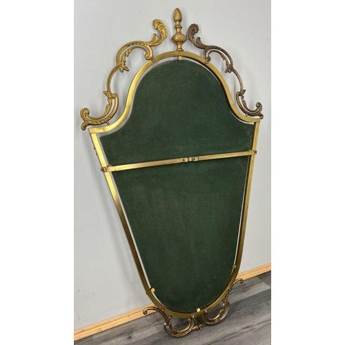 Metal Vintage French Ornate Metal Wall Mirror with Gold Finish For Sale - Image 7 of 8
