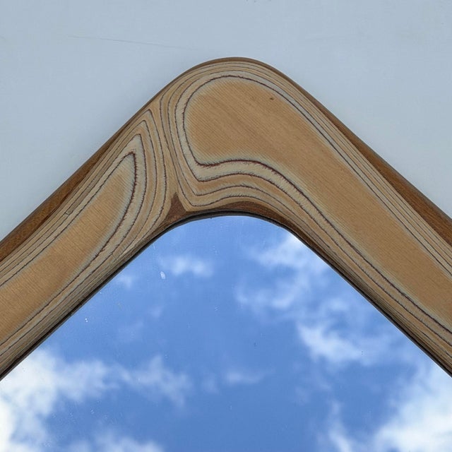 Mid-Century Modern Large Vintage Robert Hargrave Sculpted Laminated Wood Wall Mirror For Sale - Image 3 of 7