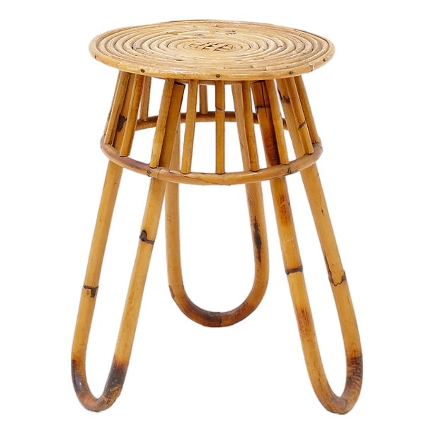 Bohemian Rattan and Bamboo Plant Stand, 1960s For Sale