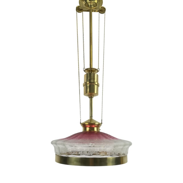 Art Deco French Hanging Light with Original Shade, 1920s For Sale