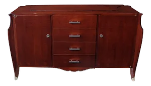 French Art Deco Tiger-Mahogany Sideboard in the Style of Jules-Emile Leleu