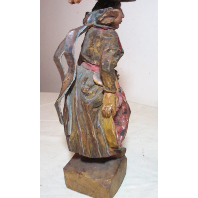 1950s Pair Rare Museum Hand Carved Wood Carl Hallsthammar Folk Art Figural Sculpture For Sale - Image 12 of 12