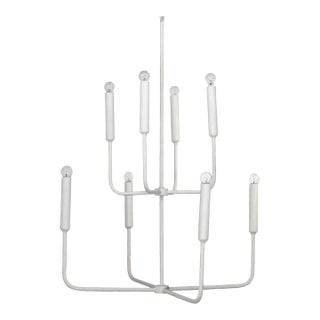 Coastal Style White Gesso Mercer Two Tier Chandelier For Sale