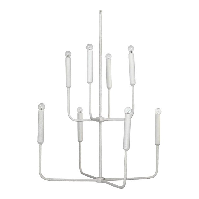 Coastal Style White Gesso Mercer Two Tier Chandelier For Sale