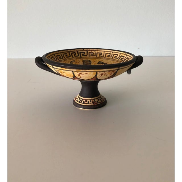 Traditional Vintage Hand Painted Footed Krater Mini Decorative Bowl For Sale - Image 3 of 9