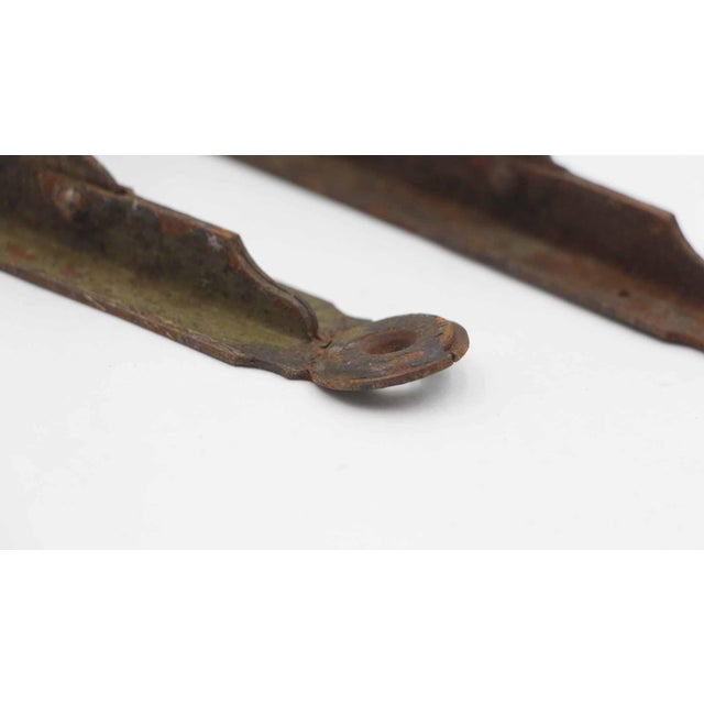 Mid 20th Century Pair of Vintage Black Steel Shelf Brackets For Sale - Image 5 of 6