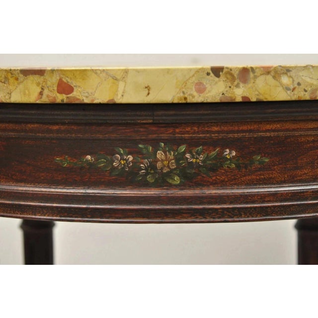 Antique French Louis XVI Style Victorian Oval Marble Top Accent End Side Table For Sale - Image 4 of 12