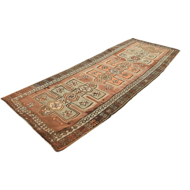 Traditional Mid 20th Century Vintage Decorative Kars Kilim Rug For Sale - Image 3 of 7