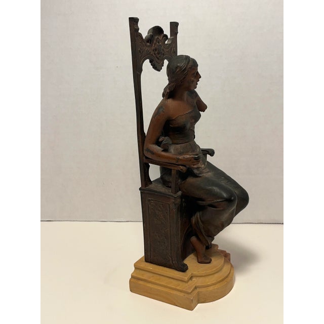 Late 19th Century 19th Century Michel Léonard Béguine (1855-1929) Enthroned Woman Bronze Figurine For Sale - Image 5 of 9