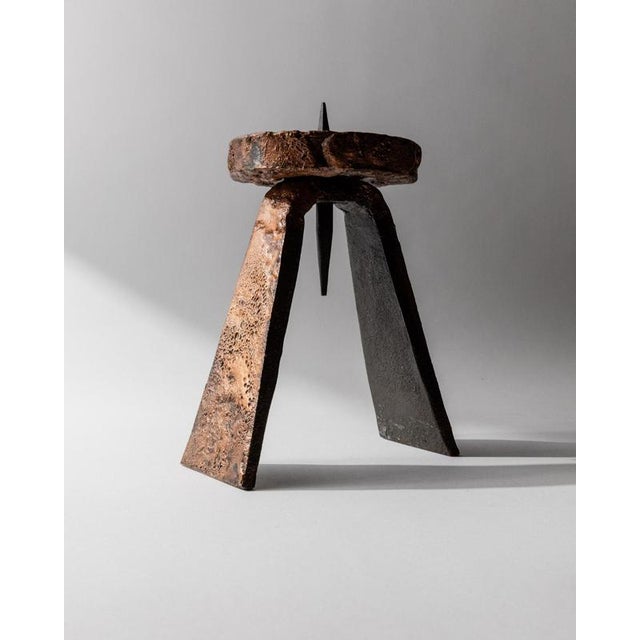 Brown Vintage Iron Candleholder, 1960s For Sale - Image 8 of 11